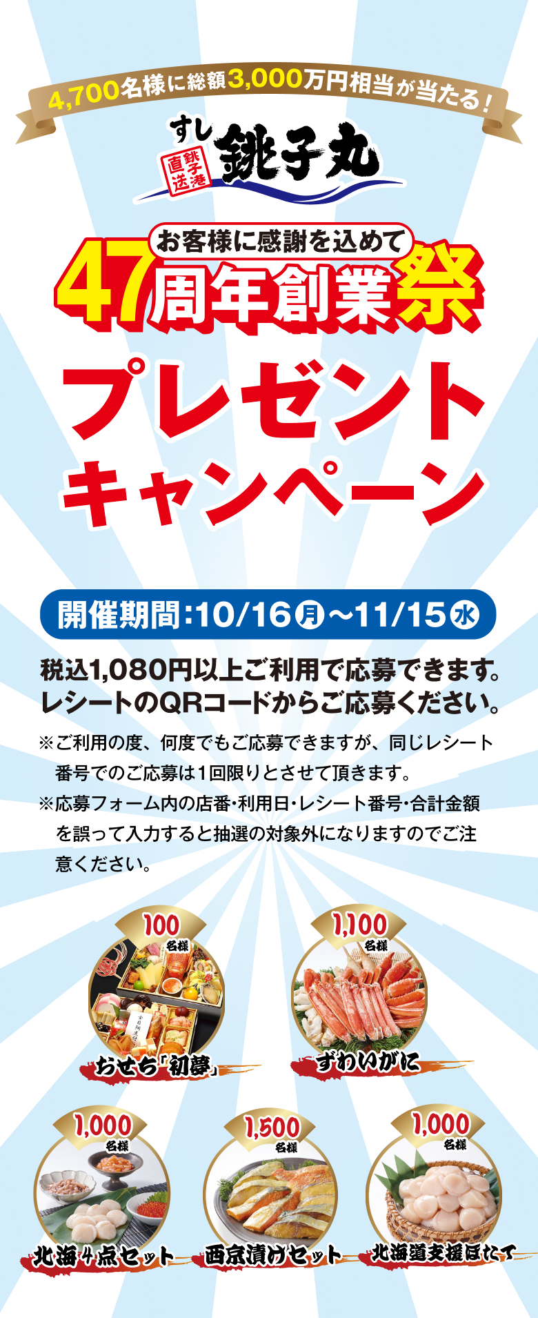 すし銚子丸 47周年創業祭プレゼントキャンペーン